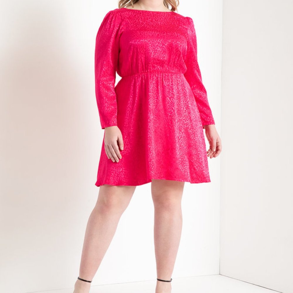 Eloquii Printed Boat Neck Fit and Flare Dress